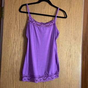 Maurices Purple tank top lace at top & bottom